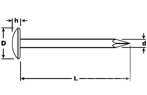 Гвозди шиферные с оцинкованной шляпкой