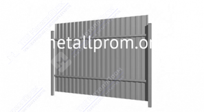 Забор из профнастила с круглым столбом ф60 (Оцинкованный)