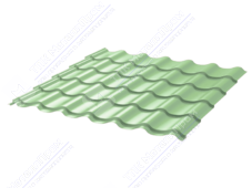 Металлочерепица МЧ2 Монтеррей Ретро 0,5 ПЭ RAL6021 бледно-зеленый