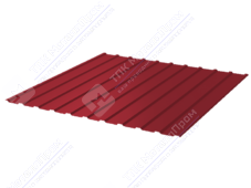 Профнастил полимер С10 0,45 1130/1155 ПЭ RAL3018 клубнично-красный